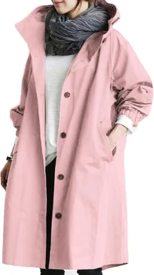 Double-Breasted Hooded Coat Outwear Womens Elegant Windbreaker Wild Winter Women'S Coat Womens Trench Coat 2024