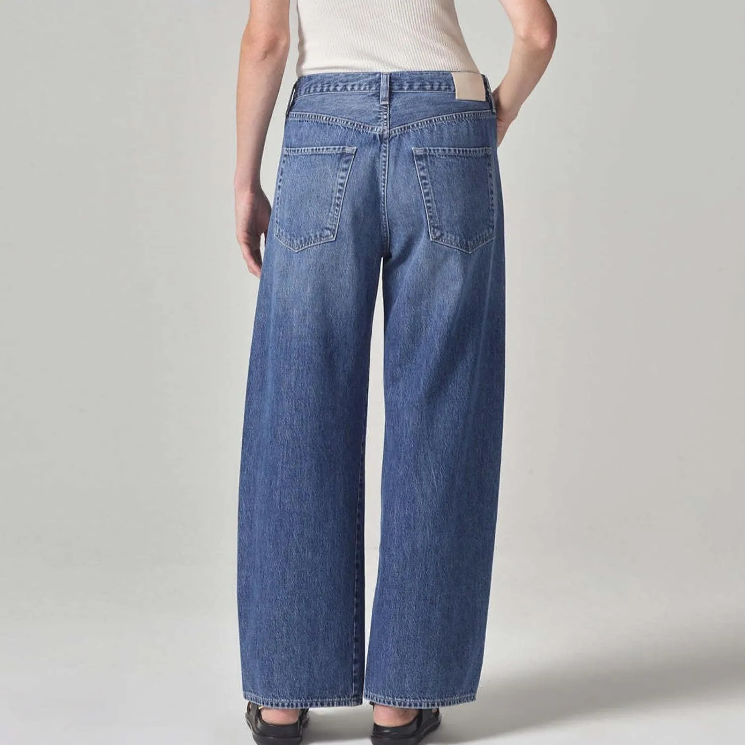 Drawstring Jeans Women Mid Rise Y2k Boyfriend Baggy Wide Leg Jeans Casual Loose Denim Trousers Pants with Pockets
