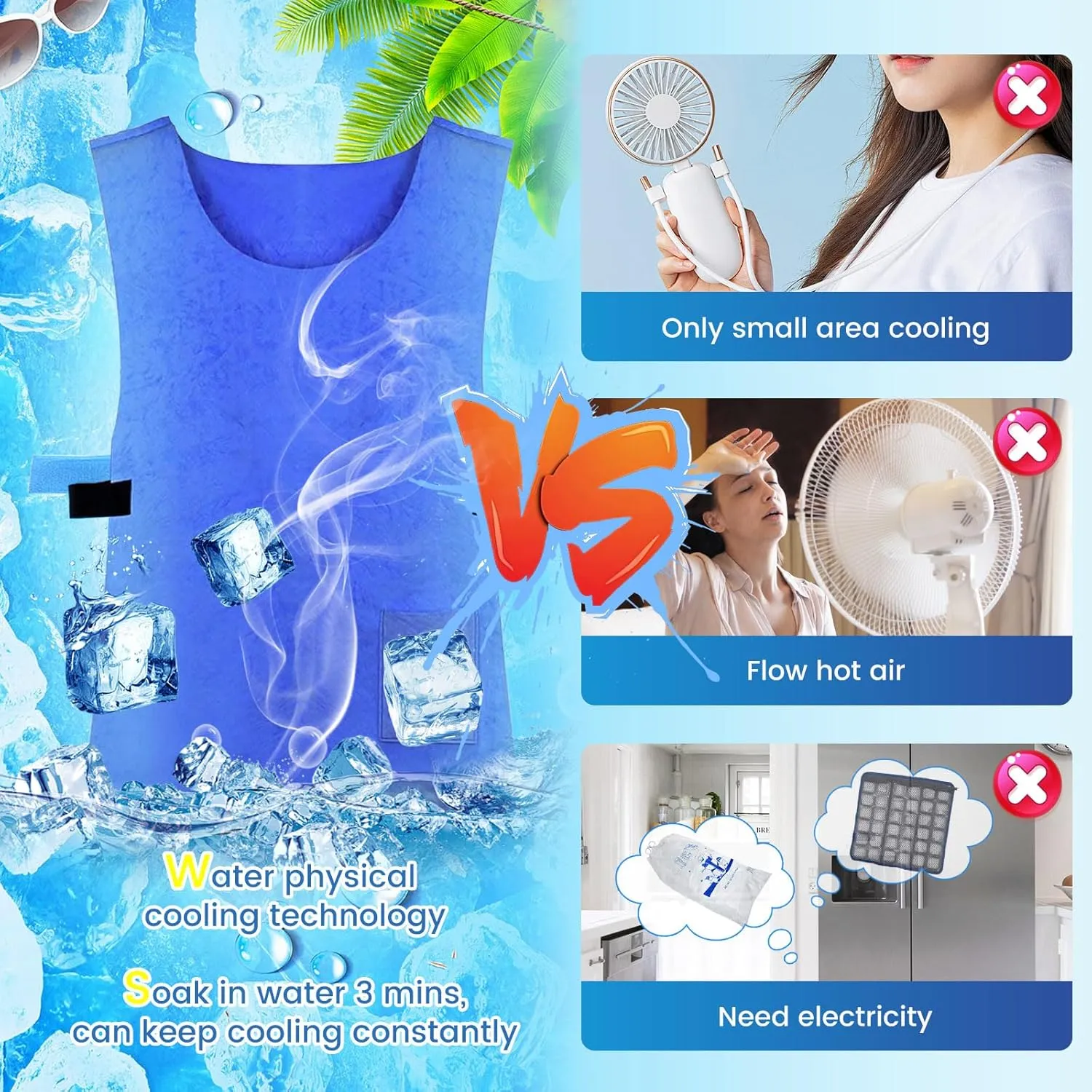 Evaporative Cooling Vest for Men & Women, Water-Activated Cooling Vest for Hot Weather | No Ice Needed Body Cooling Product