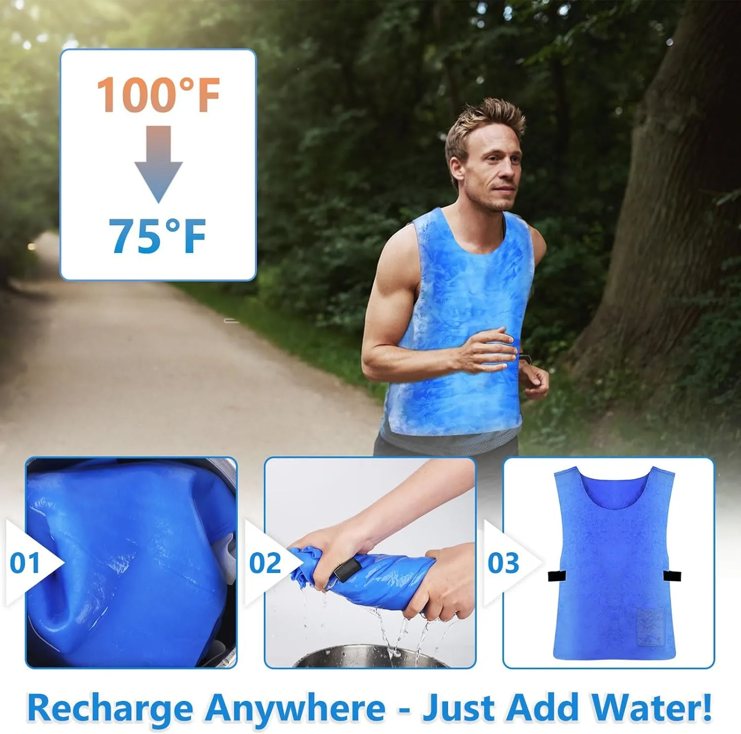 Evaporative Cooling Vest for Men & Women, Water-Activated Cooling Vest for Hot Weather | No Ice Needed Body Cooling Product