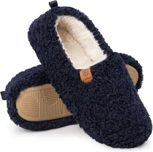 EverFoams Womens Soft Curly Full Slippers Memory Foam Lightweight House Shoes Cozy Loafer with Polar Fleece Lining