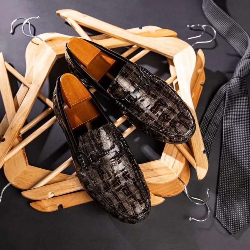 Exotic CrocLeather Slip On Loafers - Metal Toe