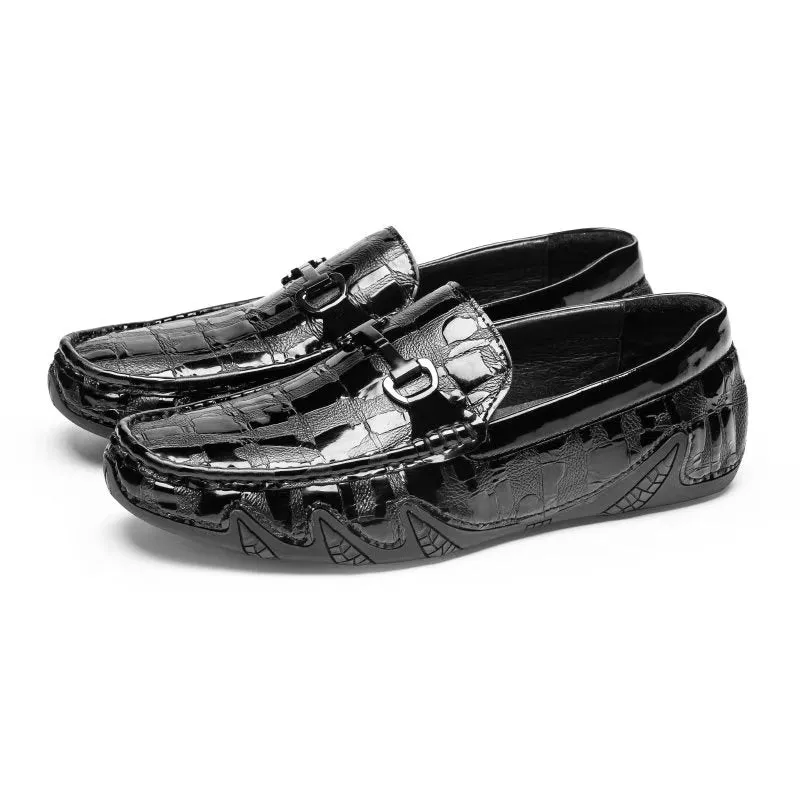Exotic CrocLeather Slip On Loafers - Metal Toe