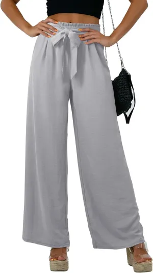 Feiersi Women Casual Wide Leg Pants High Waisted Business Work Casual Pants Loose Flowy Beach Palazzo Pants