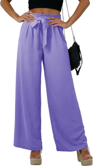 Feiersi Women Casual Wide Leg Pants High Waisted Business Work Casual Pants Loose Flowy Beach Palazzo Pants