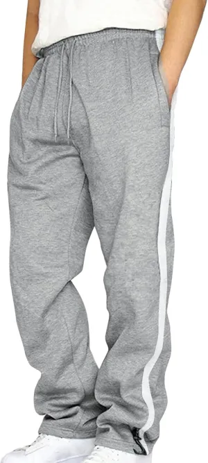 Finelylove Men's Casual Fleece Sweatpants Open Bottom Loose Fit Moisture Wicking Track Pants Striped Athletic Joggers