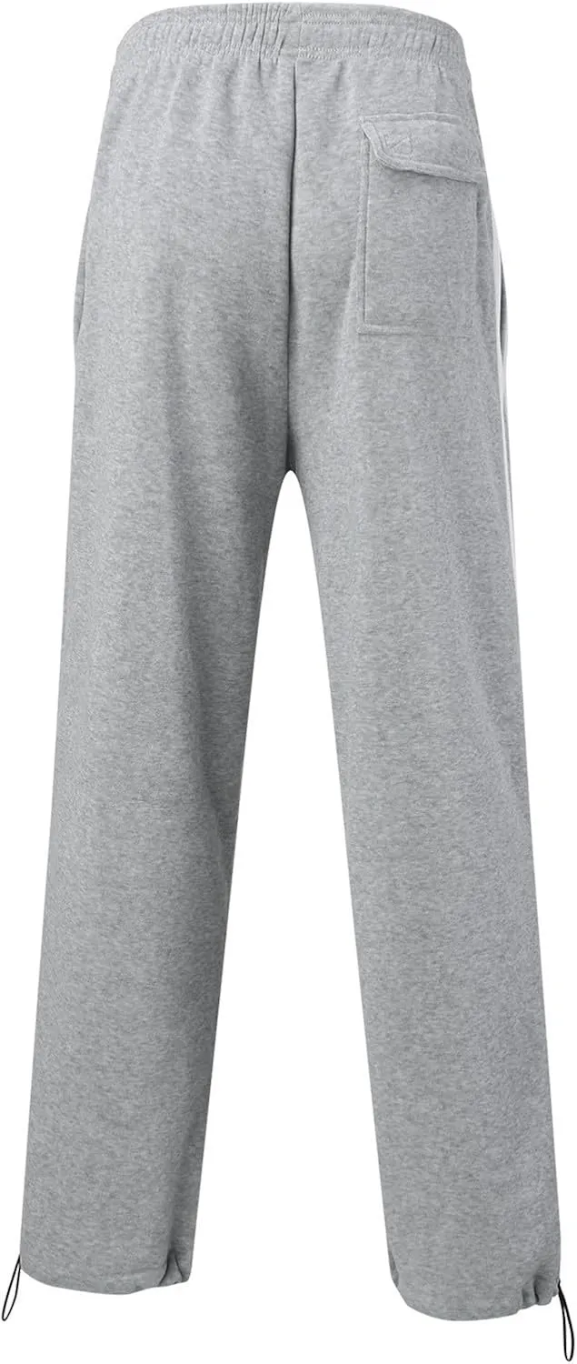 Finelylove Men's Casual Fleece Sweatpants Open Bottom Loose Fit Moisture Wicking Track Pants Striped Athletic Joggers