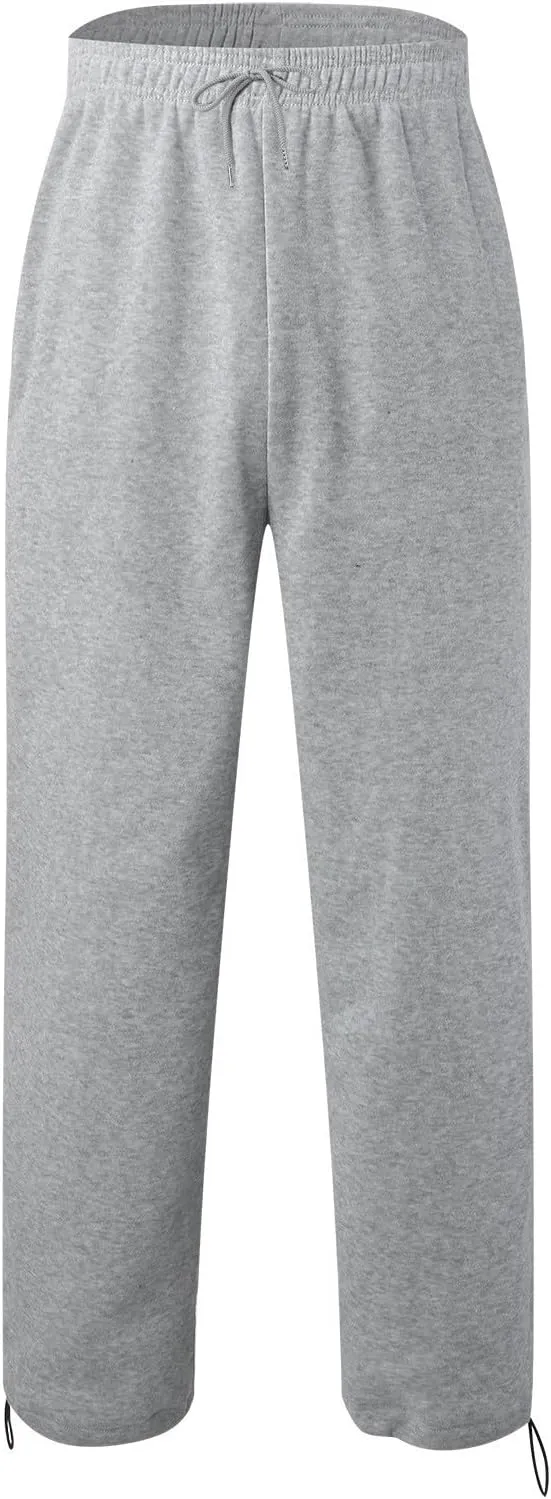 Finelylove Men's Casual Fleece Sweatpants Open Bottom Loose Fit Moisture Wicking Track Pants Striped Athletic Joggers