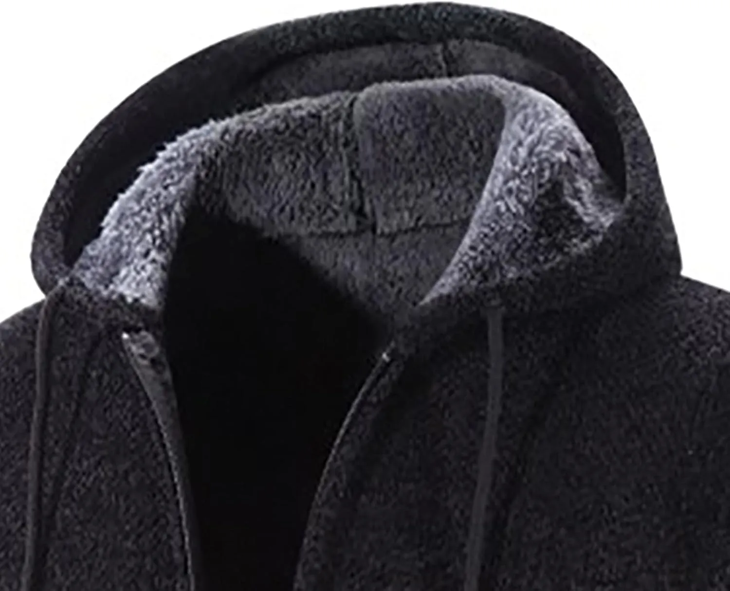 Fleece Lined Jackets for Men Winter Hooded Coats Mid Length Cardigan Sweaters Long Sleeve Tops Warm Pocket Outerwear