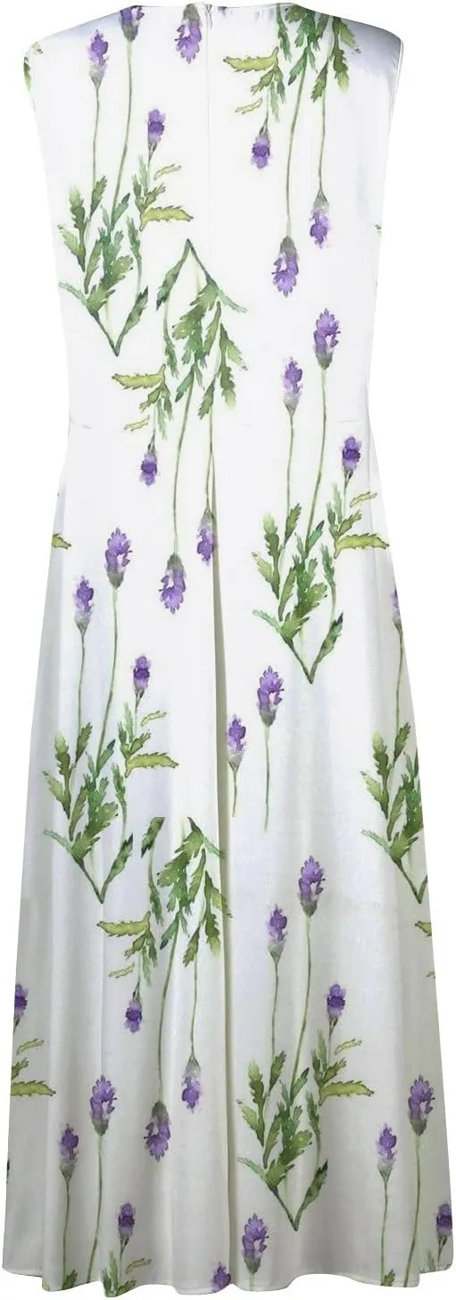 FlekmanArt Womens Dresses Sleeveless Wrap V Neck Beach Dress Flowy Ruched Floral Print Maxi Dress Trendy Boho Dress