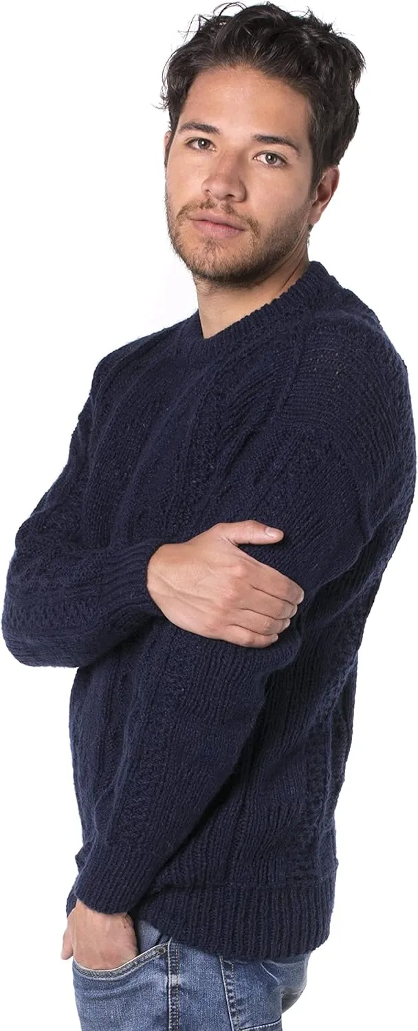 Gamboa - Alpaca Sweater for Men Warm and Soft Alpaca Sweater Hand Knitted White Sweater