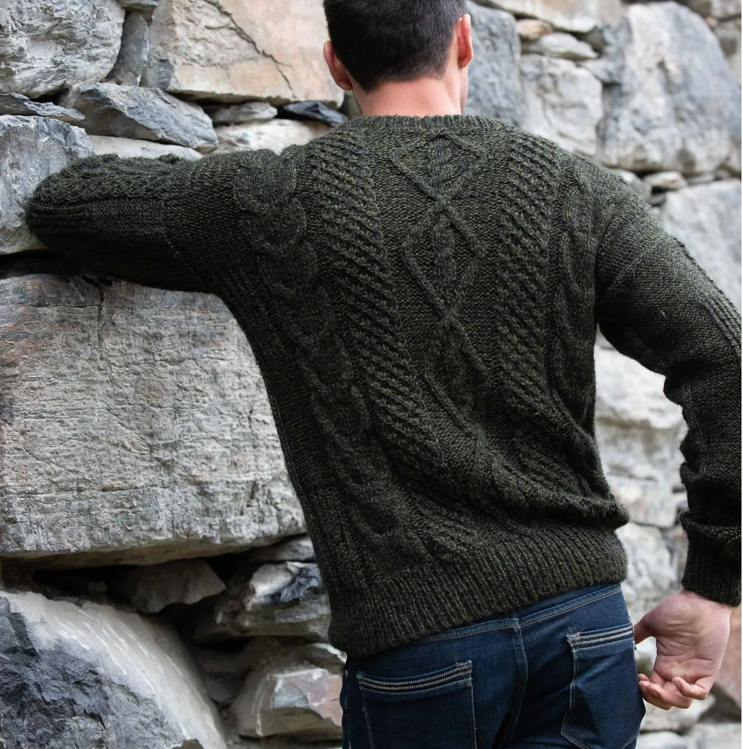 Gamboa - Alpaca Sweater for Men Warm and Soft Alpaca Sweater Hand Knitted White Sweater