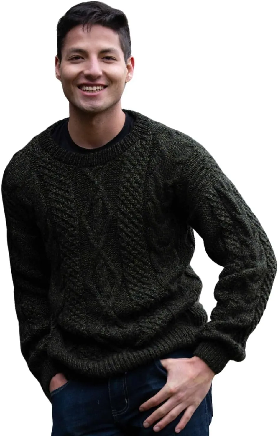 Gamboa - Alpaca Sweater for Men Warm and Soft Alpaca Sweater Hand Knitted White Sweater