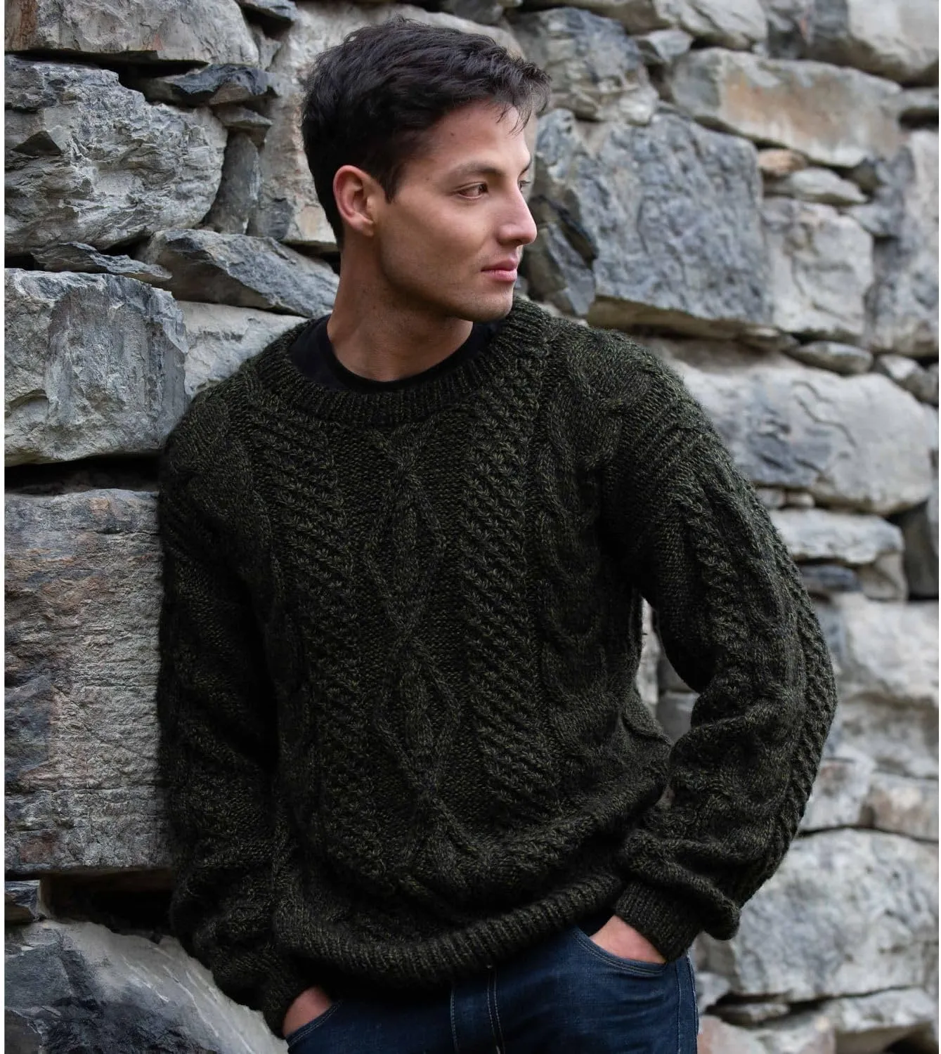 Gamboa - Alpaca Sweater for Men Warm and Soft Alpaca Sweater Hand Knitted White Sweater