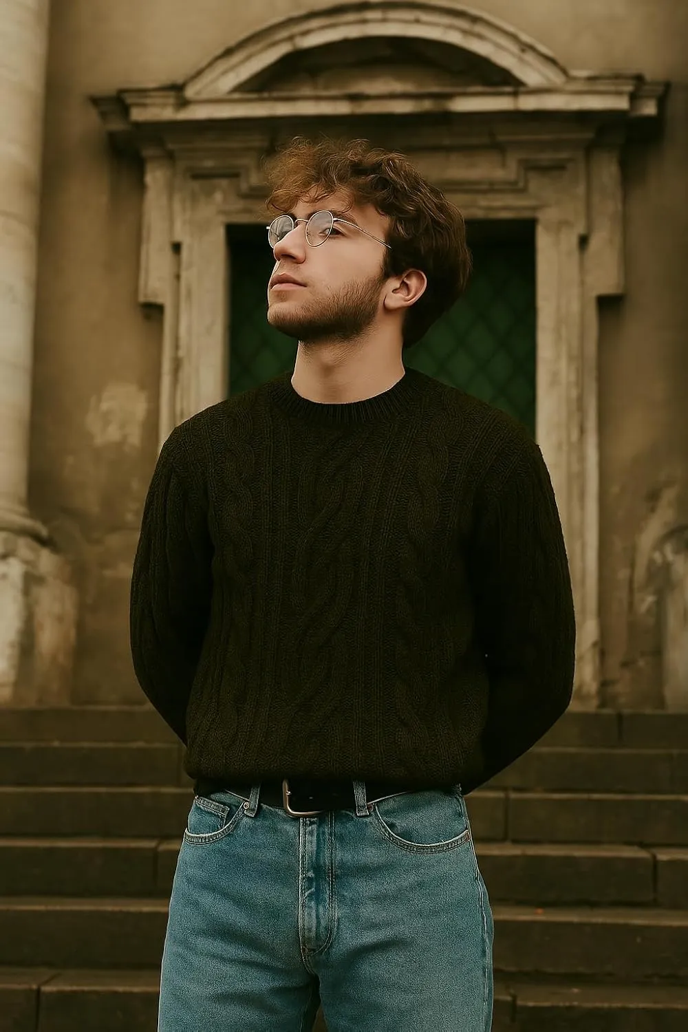 Gamboa - Alpaca Sweater for Men Warm and Soft Alpaca Sweater Hand Knitted White Sweater