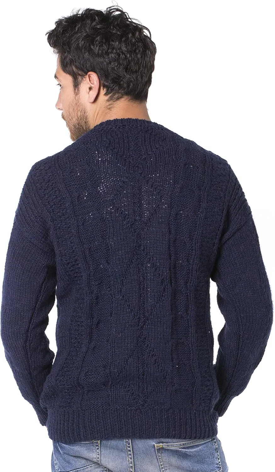 Gamboa - Alpaca Sweater for Men Warm and Soft Alpaca Sweater Hand Knitted White Sweater