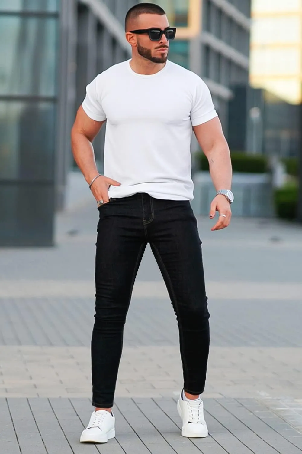 GINGTTO Men's Skinny Jeans Stretch Ripped Tapered Leg