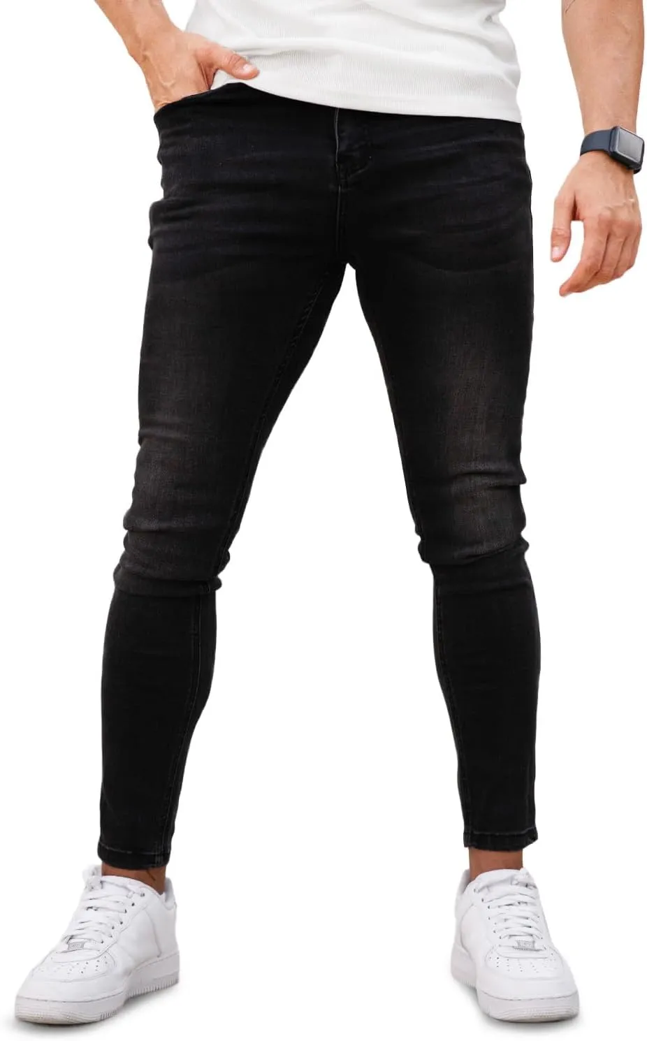 GINGTTO Men's Skinny Jeans Stretch Ripped Tapered Leg