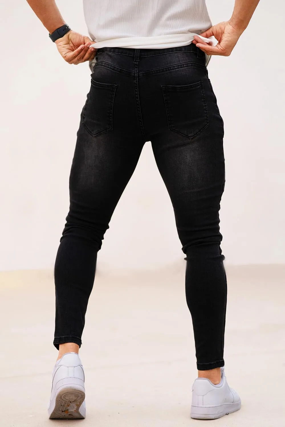 GINGTTO Men's Skinny Jeans Stretch Ripped Tapered Leg