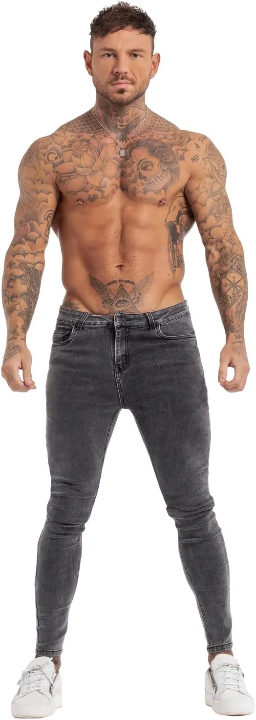GINGTTO Men's Skinny Jeans Stretch Ripped Tapered Leg