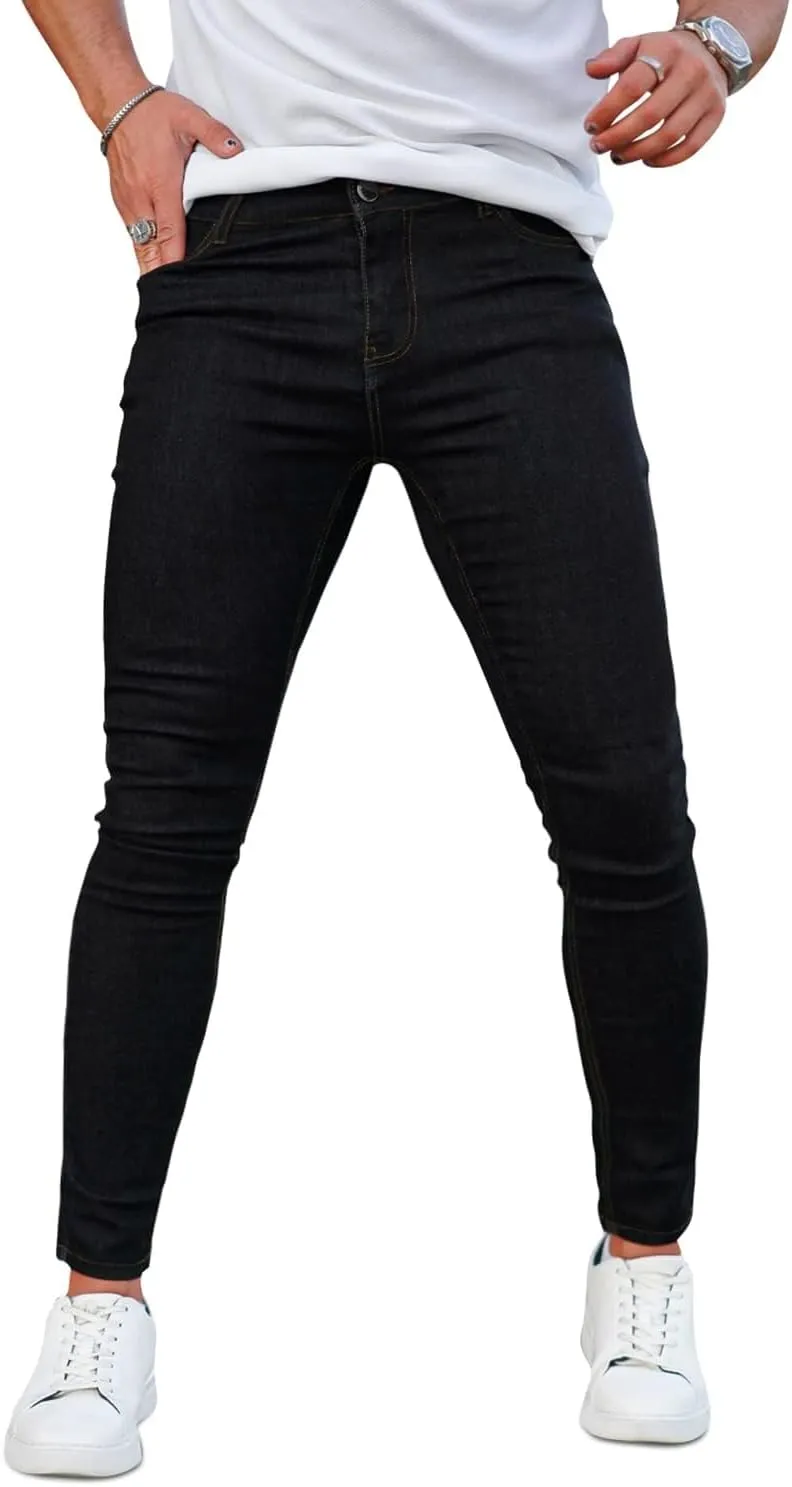 GINGTTO Men's Skinny Jeans Stretch Ripped Tapered Leg