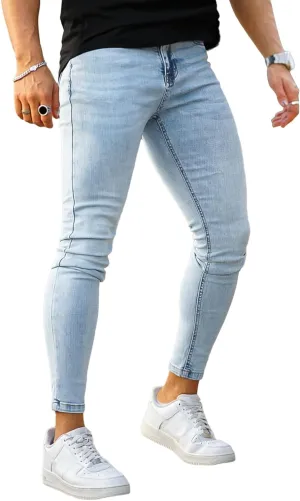 GINGTTO Men's Skinny Jeans Stretch Ripped Tapered Leg