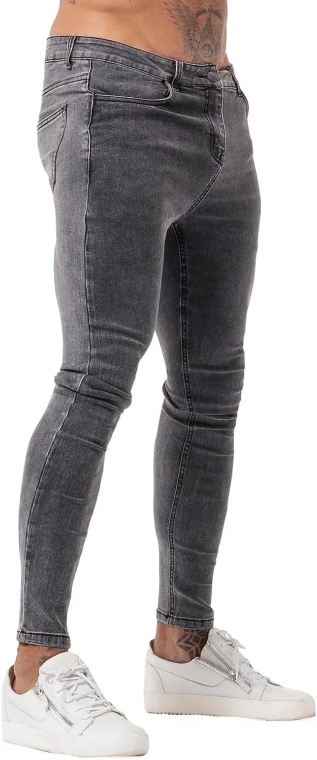 GINGTTO Men's Skinny Jeans Stretch Ripped Tapered Leg