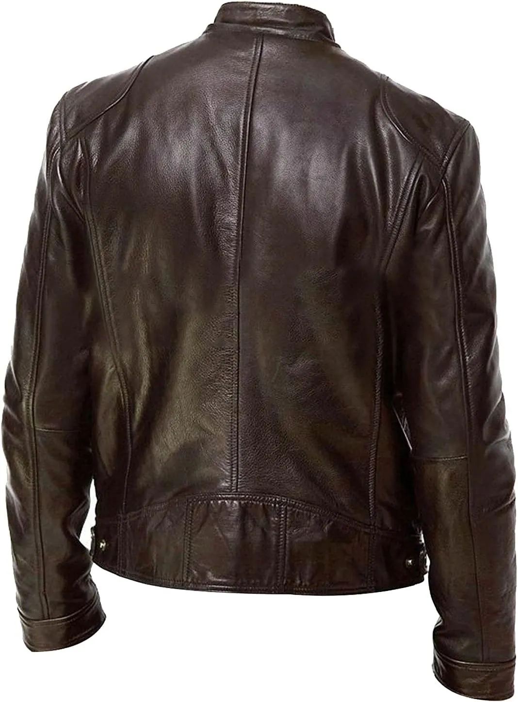 GOFULY Leather Jacket Men Streetwear Zip Up Stand Collar Jackets Faux Leather Motocycle Coats Casual Outwear With Pockets