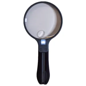 Hand Magnifier, converts to round the neck magnifier, with light