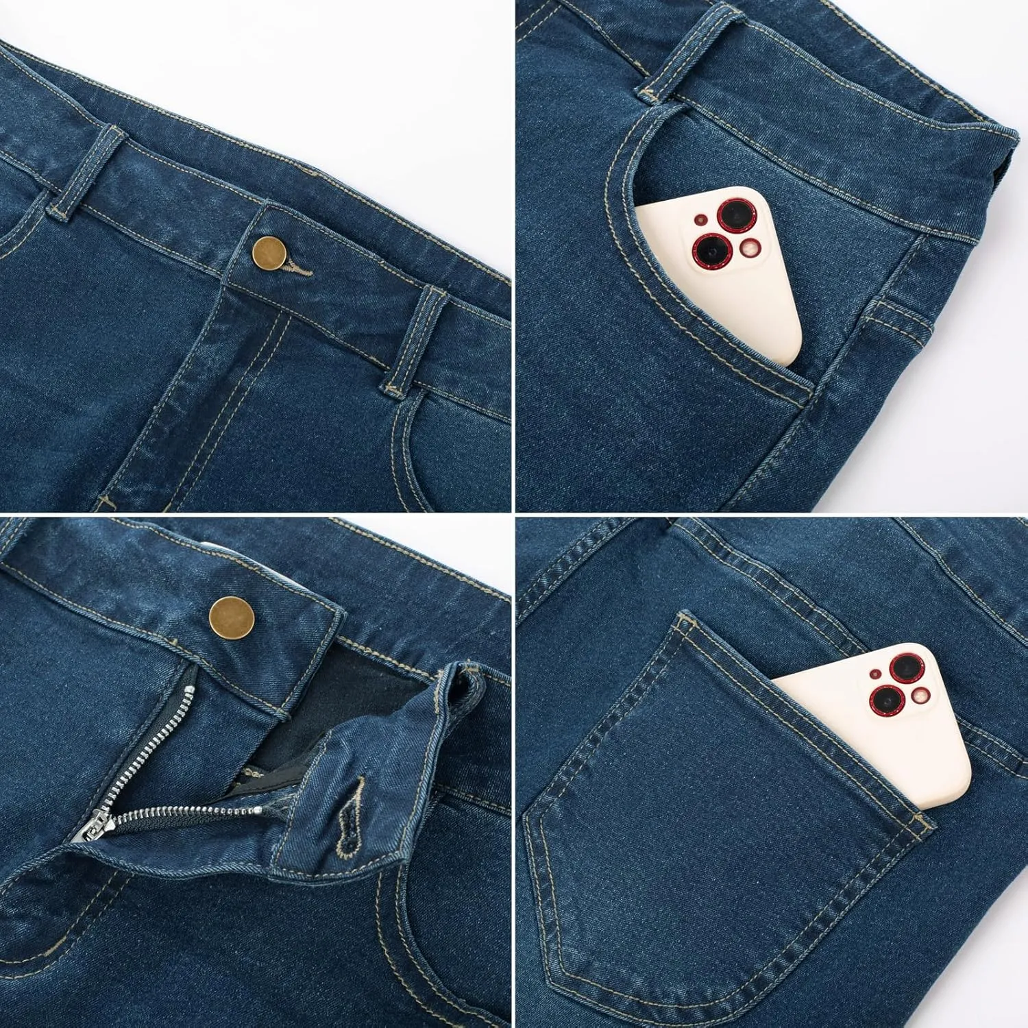 Hanna Nikole Women's Plus Size Wide Flared Jeans High Waisted Stretchy Bell Bottom Denim Jeans with Pockets