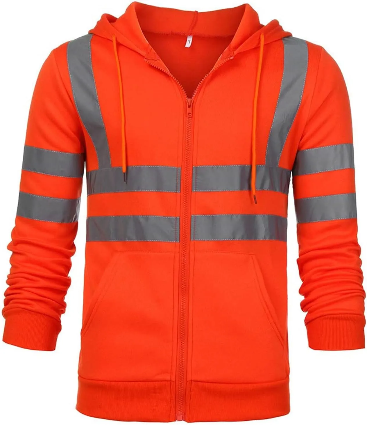 High Visibility Safety Hoodie Jacket for Men Class 3 Hi Vis Fleece Zip Up Work Construction Jackets With Pockets