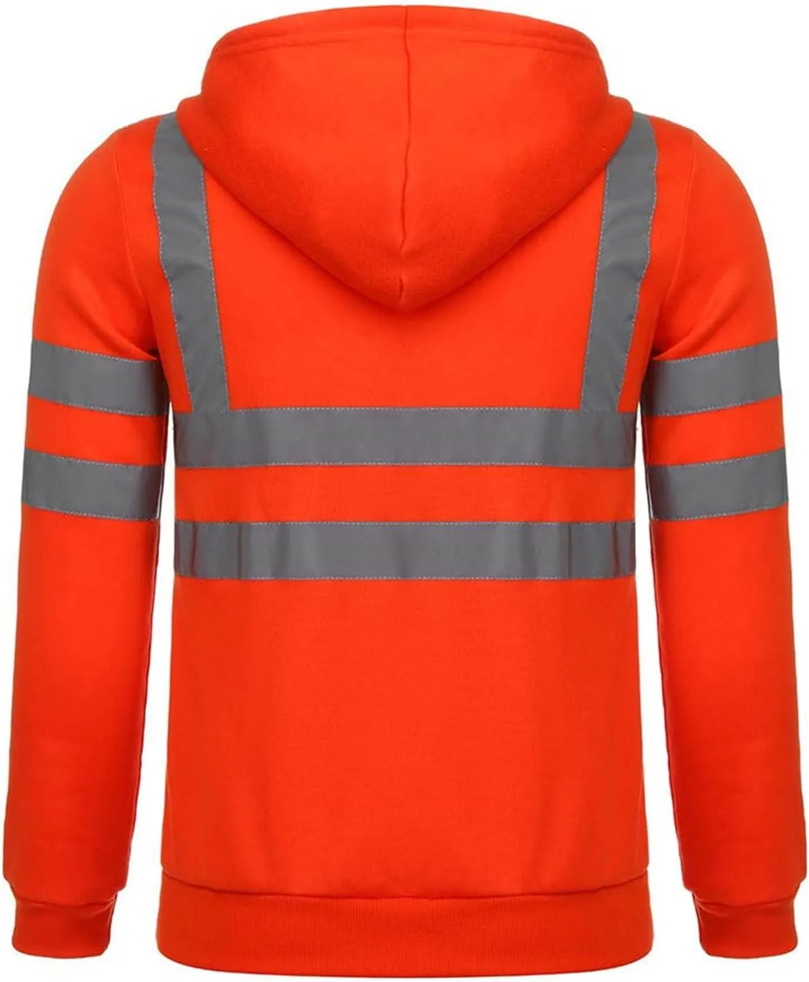High Visibility Safety Hoodie Jacket for Men Class 3 Hi Vis Fleece Zip Up Work Construction Jackets With Pockets