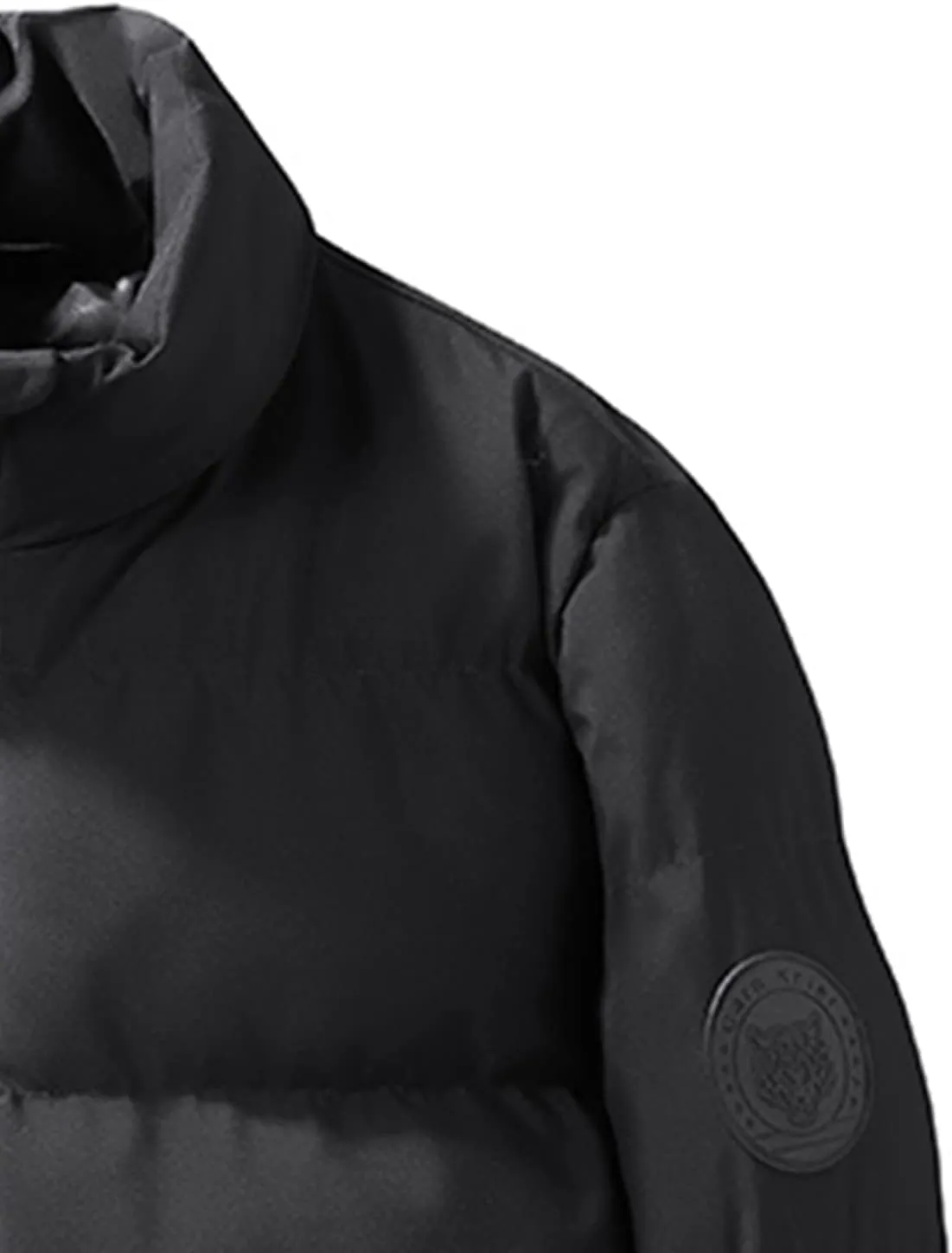 hlysgo Men's Winter Puffer Jacket Long Sleeve Stand Collar Bubble Coat Full Zip Warm Padded Jackets Outerwear Cold Weather
