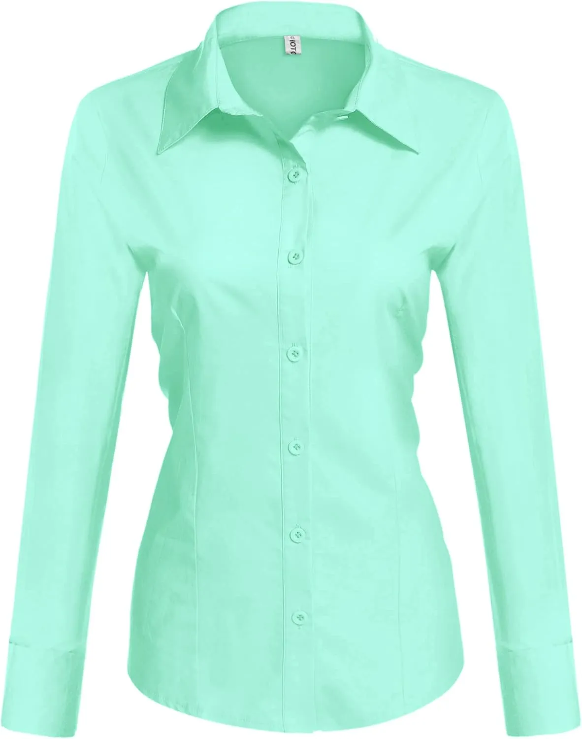 HOTOUCH Womens Cotton Basic Button Down Shirt Slim Fit Dress Shirts