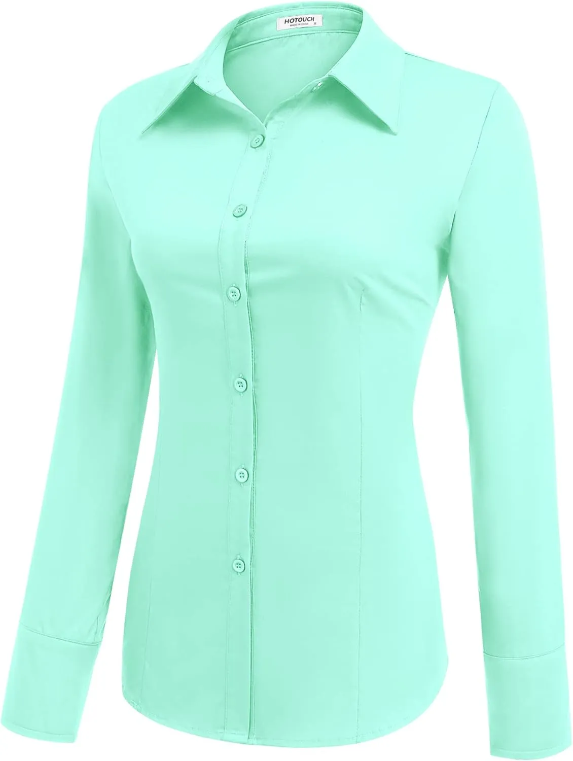 HOTOUCH Womens Cotton Basic Button Down Shirt Slim Fit Dress Shirts
