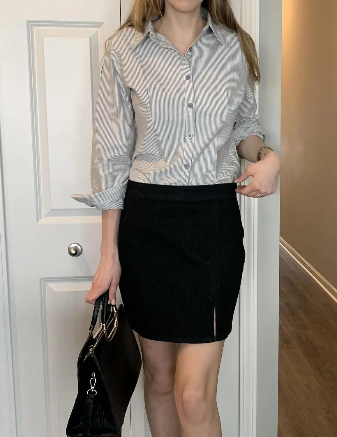 HOTOUCH Womens Cotton Basic Button Down Shirt Slim Fit Dress Shirts