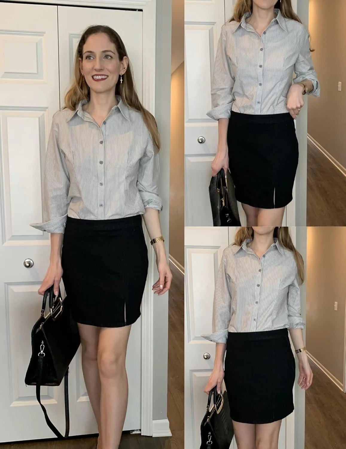 HOTOUCH Womens Cotton Basic Button Down Shirt Slim Fit Dress Shirts