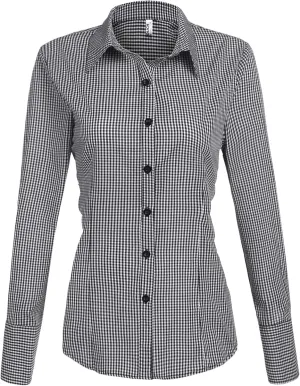 HOTOUCH Womens Cotton Basic Button Down Shirt Slim Fit Dress Shirts