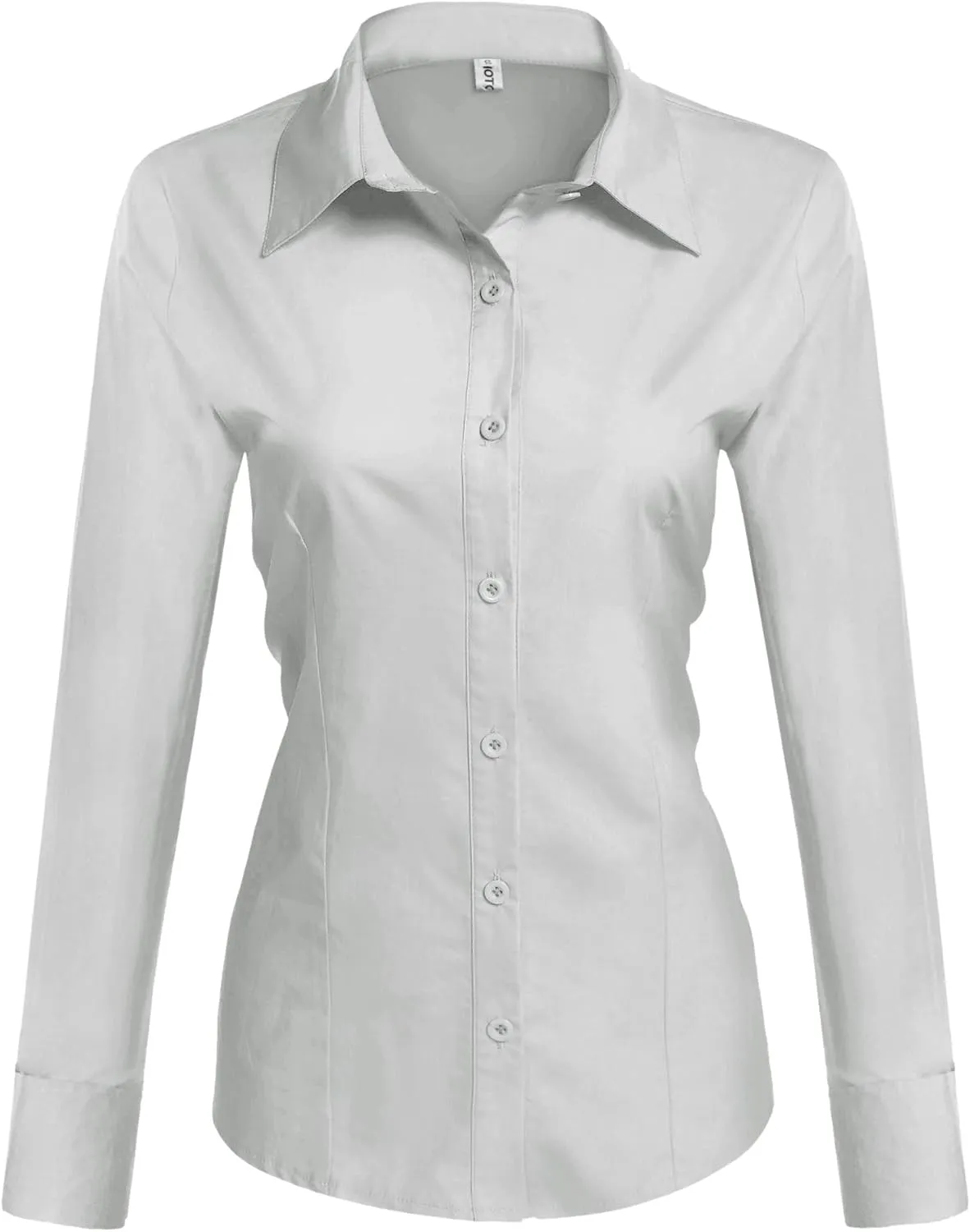 HOTOUCH Womens Cotton Basic Button Down Shirt Slim Fit Dress Shirts