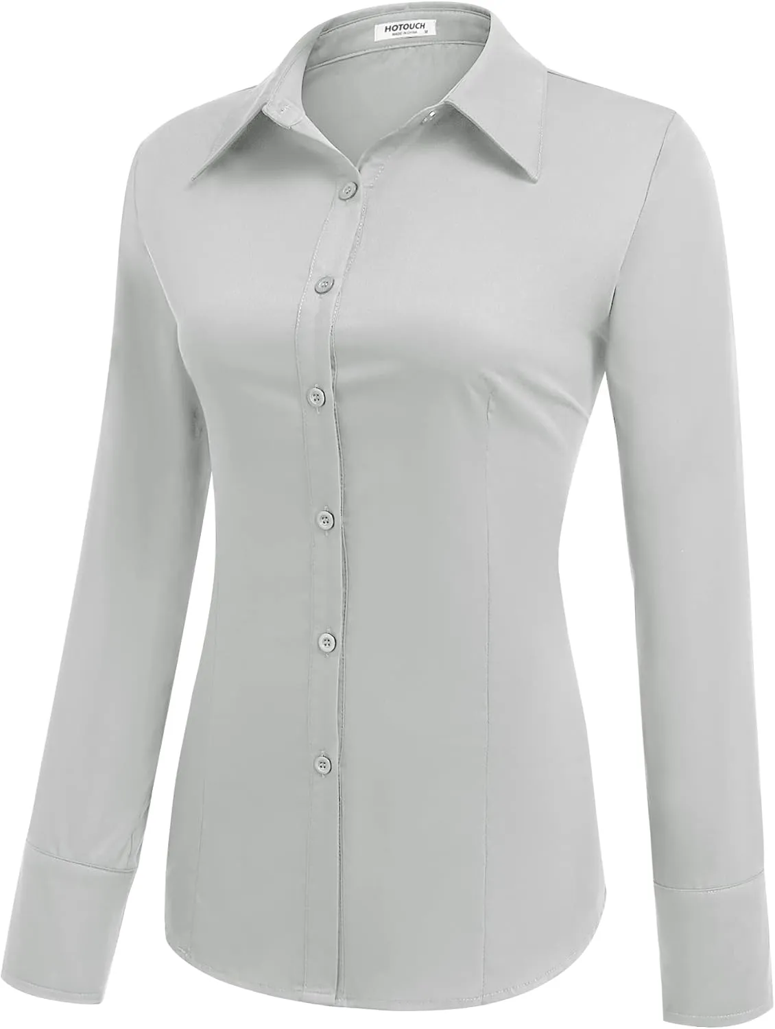 HOTOUCH Womens Cotton Basic Button Down Shirt Slim Fit Dress Shirts
