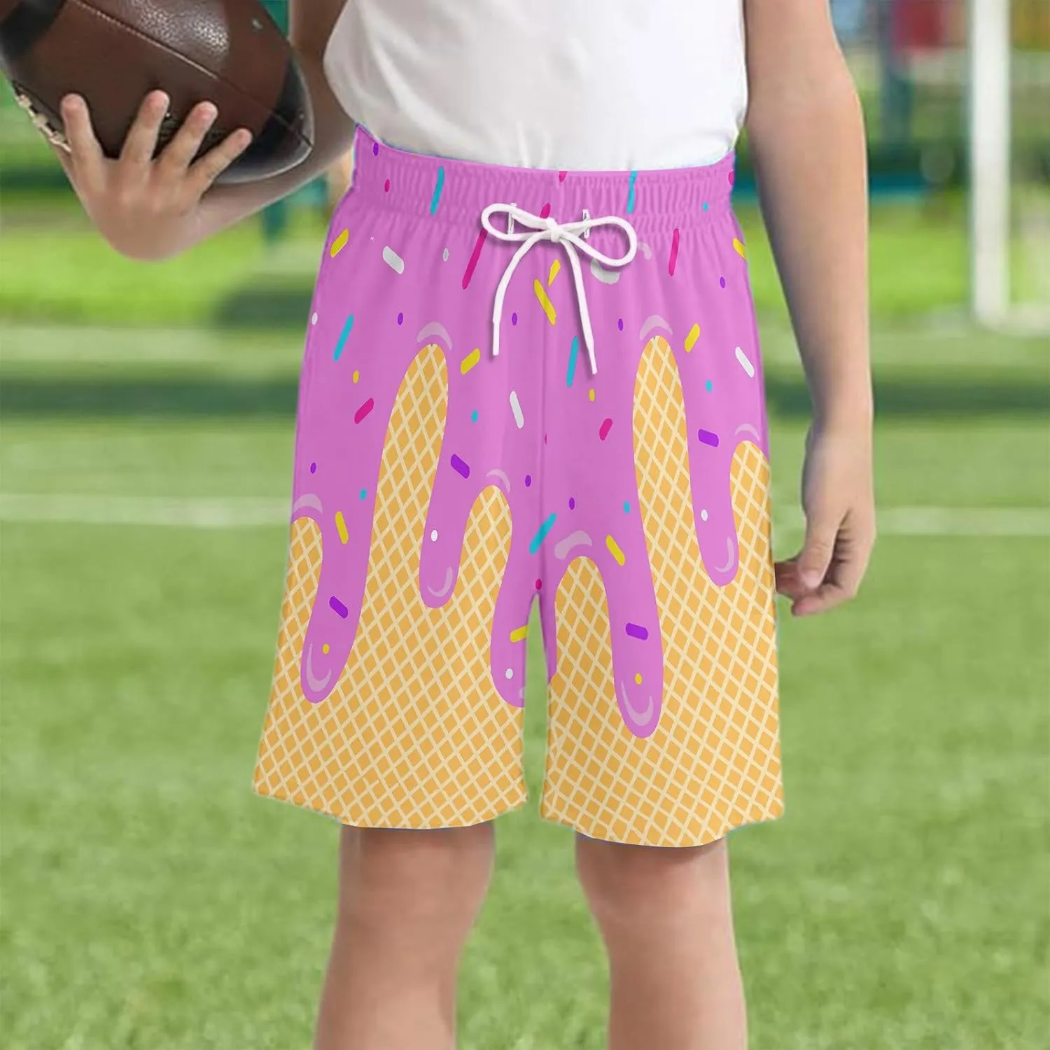 Ice Cream Boy Swim Trunks Waffle Or Cone Quick Dry Bathing Suit Swimsuit,Toddler Beach Board Shorts Summer Swimwear