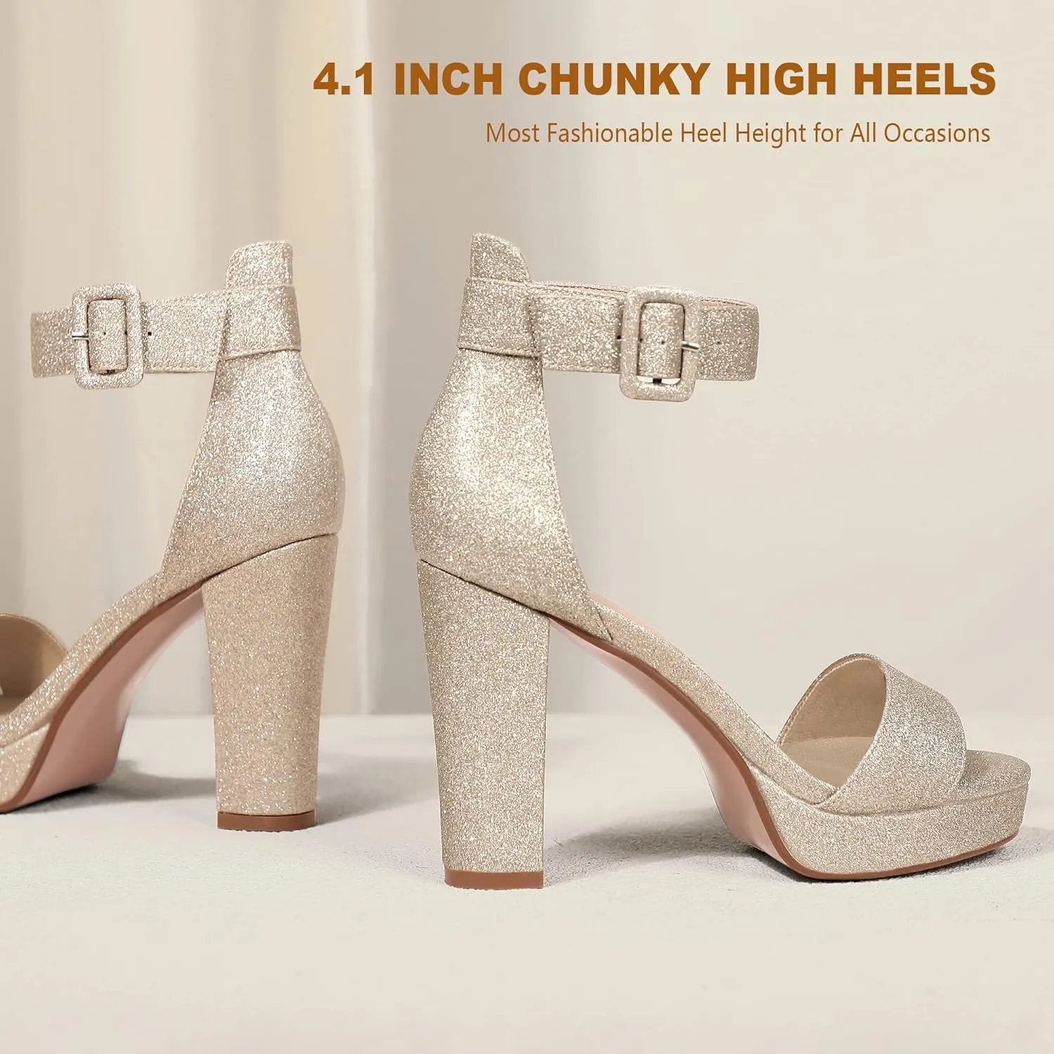 IDIFU Women's IN4 Sabrina Platform Chunky High Heels Ankle Strap Heeled Sandals Wedding Party Dress Shoes