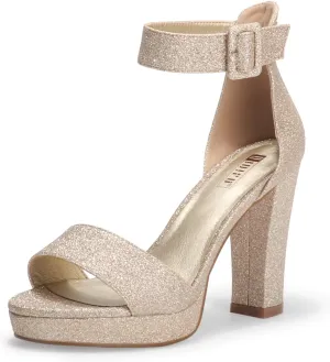 IDIFU Women's IN4 Sabrina Platform Chunky High Heels Ankle Strap Heeled Sandals Wedding Party Dress Shoes
