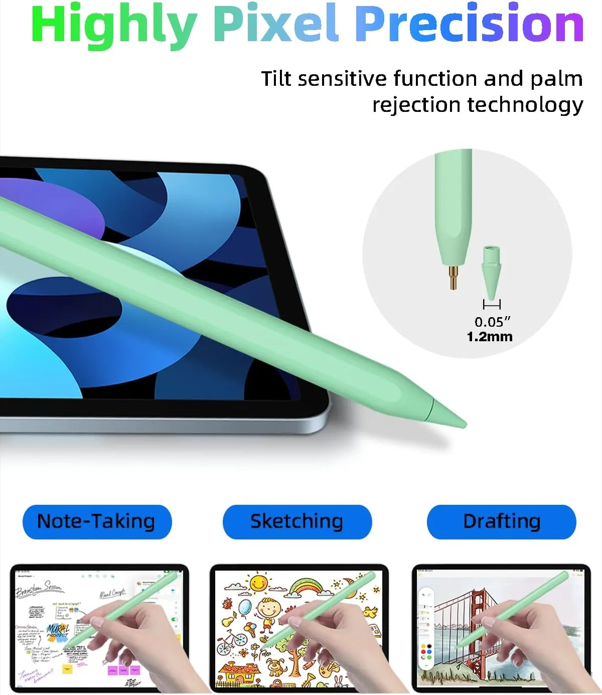 iPad Pencil 2nd Generation with Magnetic Wireless Charging,Same as Apple Pencil 2nd Generation,Stylus Pen Compatible with iPad Pro 11in 1/2/3/4,iPad Pro 12.9in 3/4/5/6,iPad Air 4/5,iPad Mini 6