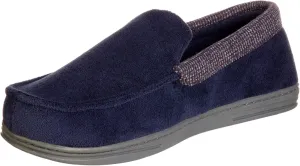 isotoner Men's Microterry and Waffle Travis Moccasin Slippers With Memory Foam Insole and Durable Rubber Outsole
