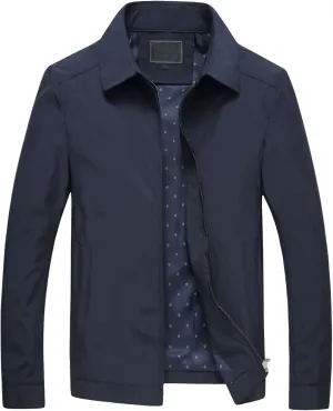 JEsilunmaMY Men's Business Casual Jacket Long Sleeve Slim Fit Lightweight Bomber Coat Spring Fall Zip Up Lapel Sportwear
