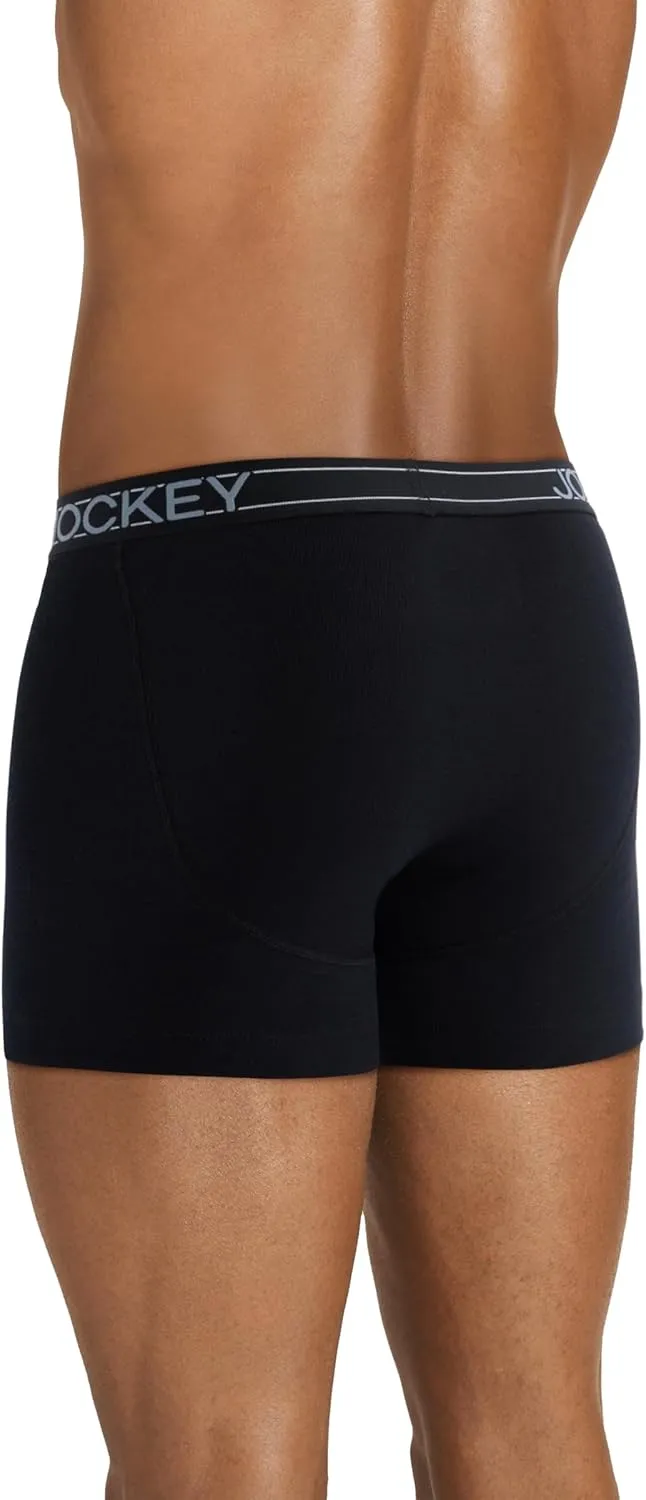 Jockey Men's Underwear Lightweight Cotton Blend 5" Boxer Brief - 4 Pack