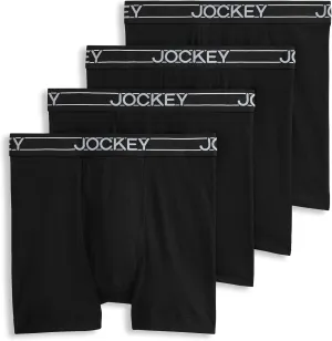 Jockey Men's Underwear Lightweight Cotton Blend 5" Boxer Brief - 4 Pack