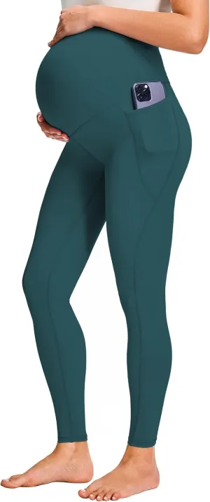 JOYSPELS Smooth Feeling Maternity Leggings Over The Belly with Pockets Workout Pregnancy Leggings