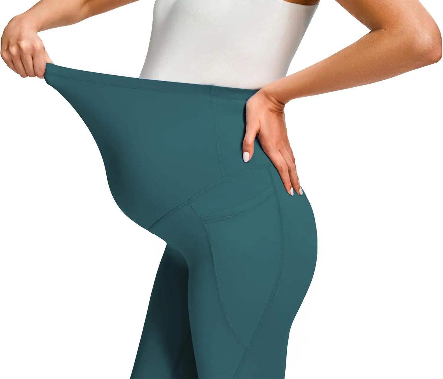 JOYSPELS Smooth Feeling Maternity Leggings Over The Belly with Pockets Workout Pregnancy Leggings